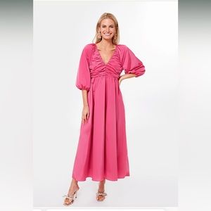 Hyacinth house Fuchsia ruched v neck gia dress